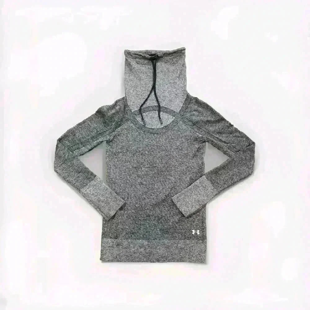 Under Armour Sweatshirt Women Size XS Threadborne HeatGear Hoodie Gray 4498